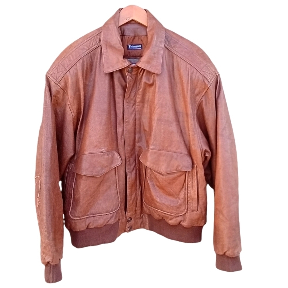 Wilson Leather Adventure Bound Thinsulate Brown Bomber Aviator Jacket Men XLarge